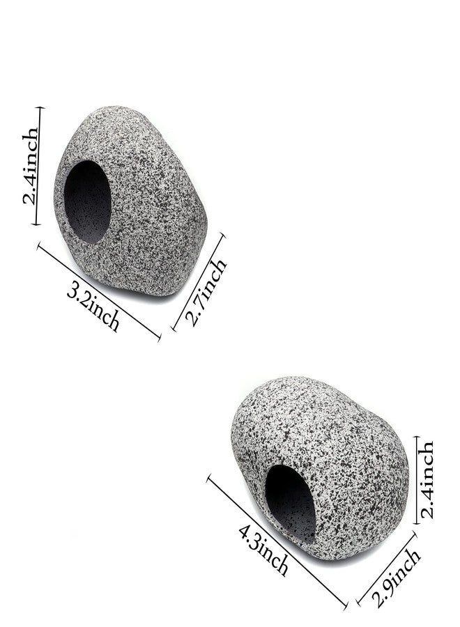 JIH Aquarium Decorations Rock, Ceramic Shelters - Shrimp Habitat, Breeding Tube, Hiding cave, Stackable Fish Tank Decor Cave for Hiding, Betta Fish (J001+J002) - Image 2
